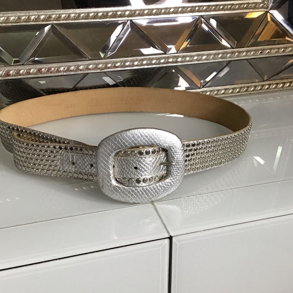 Studded Leatherrock Silver Snakeskin buckle Belt